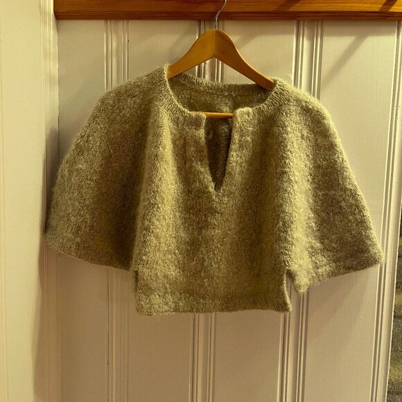 Vintage Cropped Poncho - light green - Picture 1 of 6